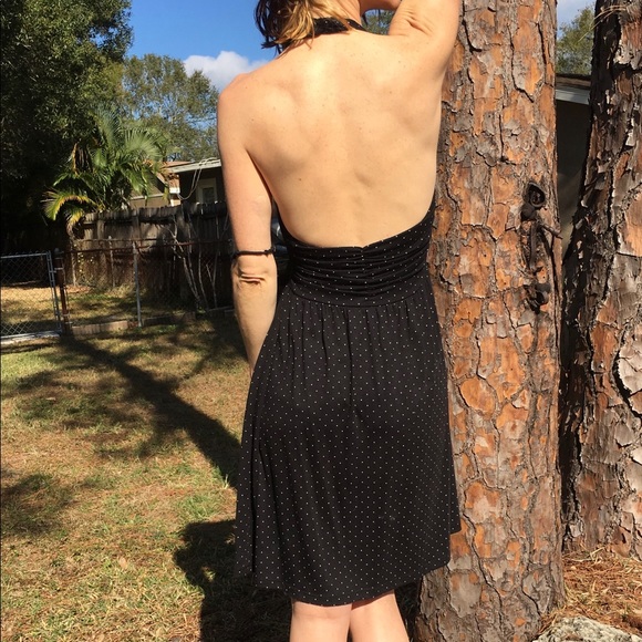 Black and white polkadot backless dress - Picture 3 of 6
